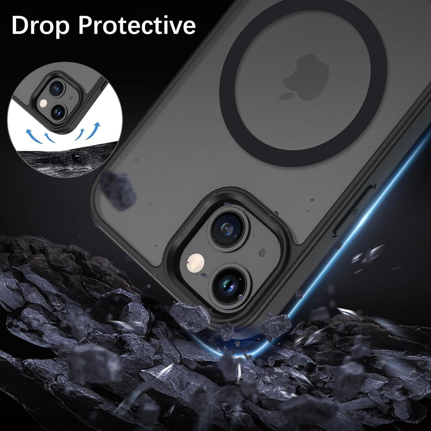 Funda Magnética Telaso para iPhone 14/13, TPU, Soporte, Negro