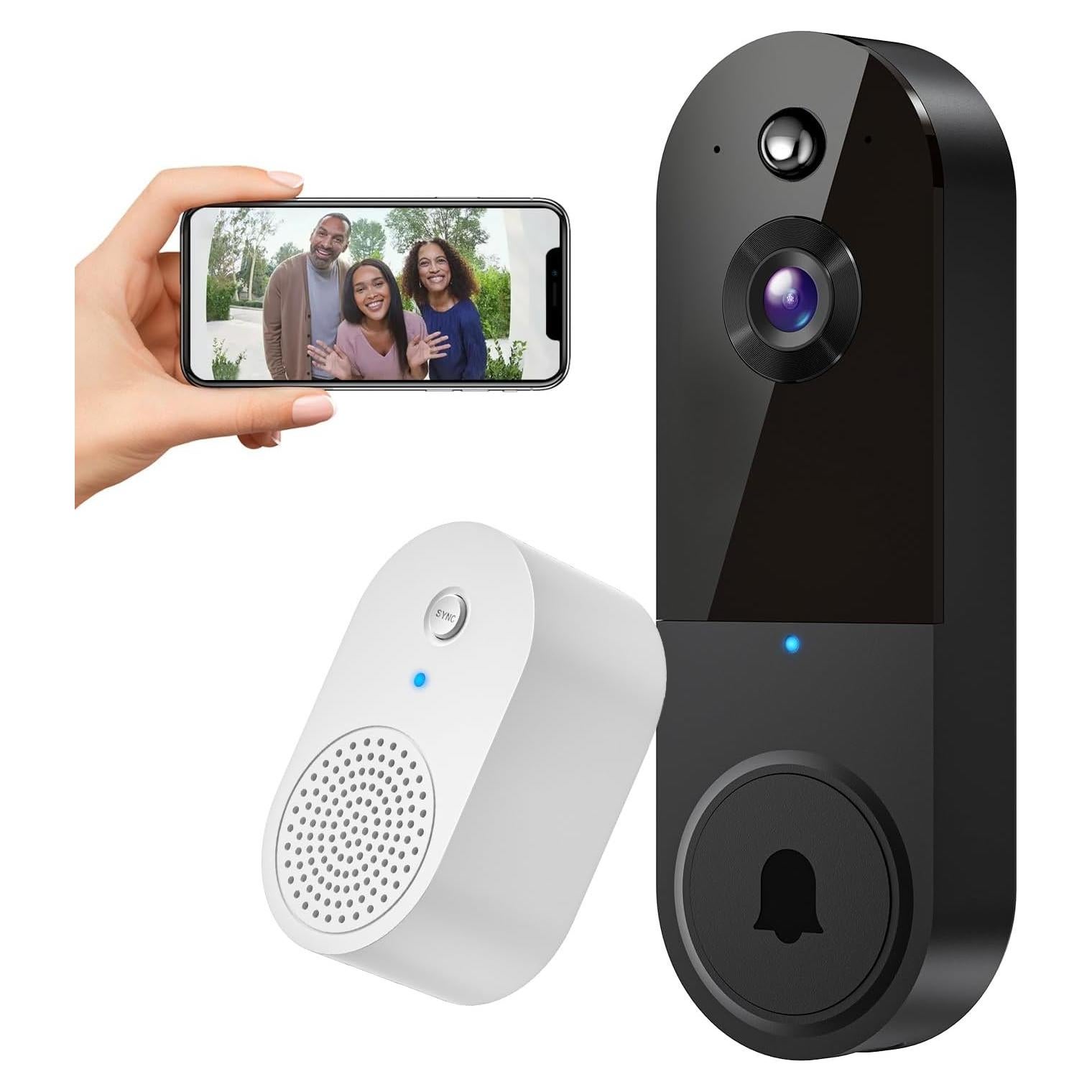 Cámara de Timbre de Video 1080P BoilNano Inalámbrica con Receptor