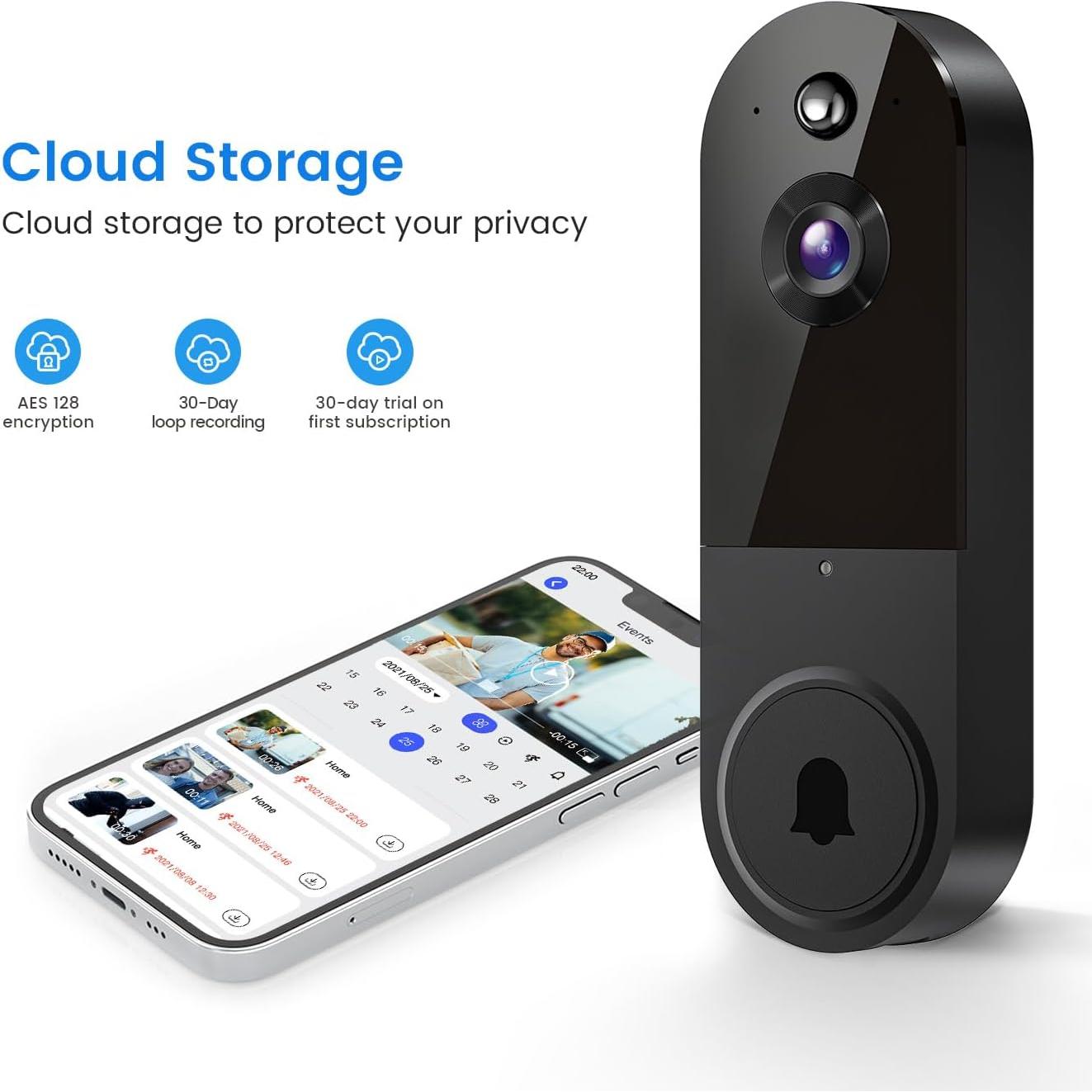 Cámara de Timbre de Video 1080P BoilNano Inalámbrica con Receptor