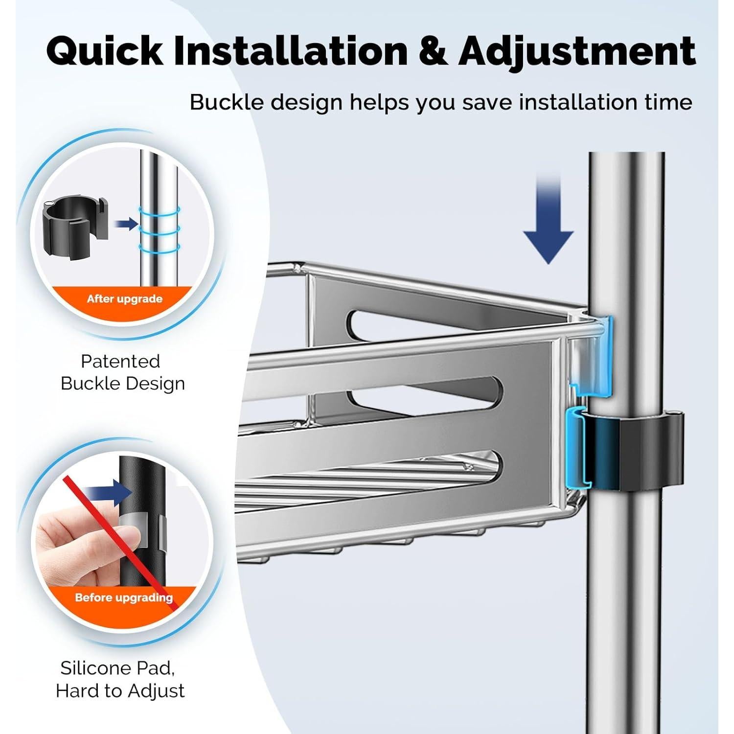 Caddy de Ducha de Esquina HAMITOR Ajustable Acero Inoxidable 4 Niveles