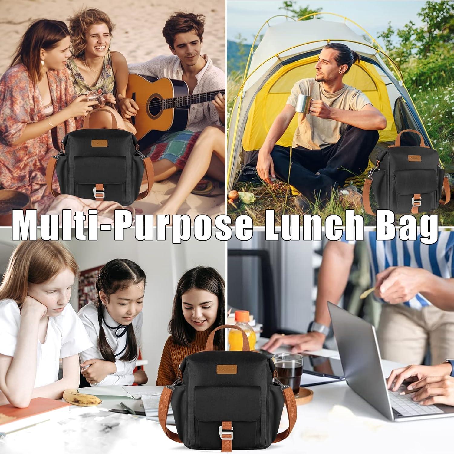 Bolsa de Almuerzo Aislada Joymee 25x16x31cm Negra Reutilizable