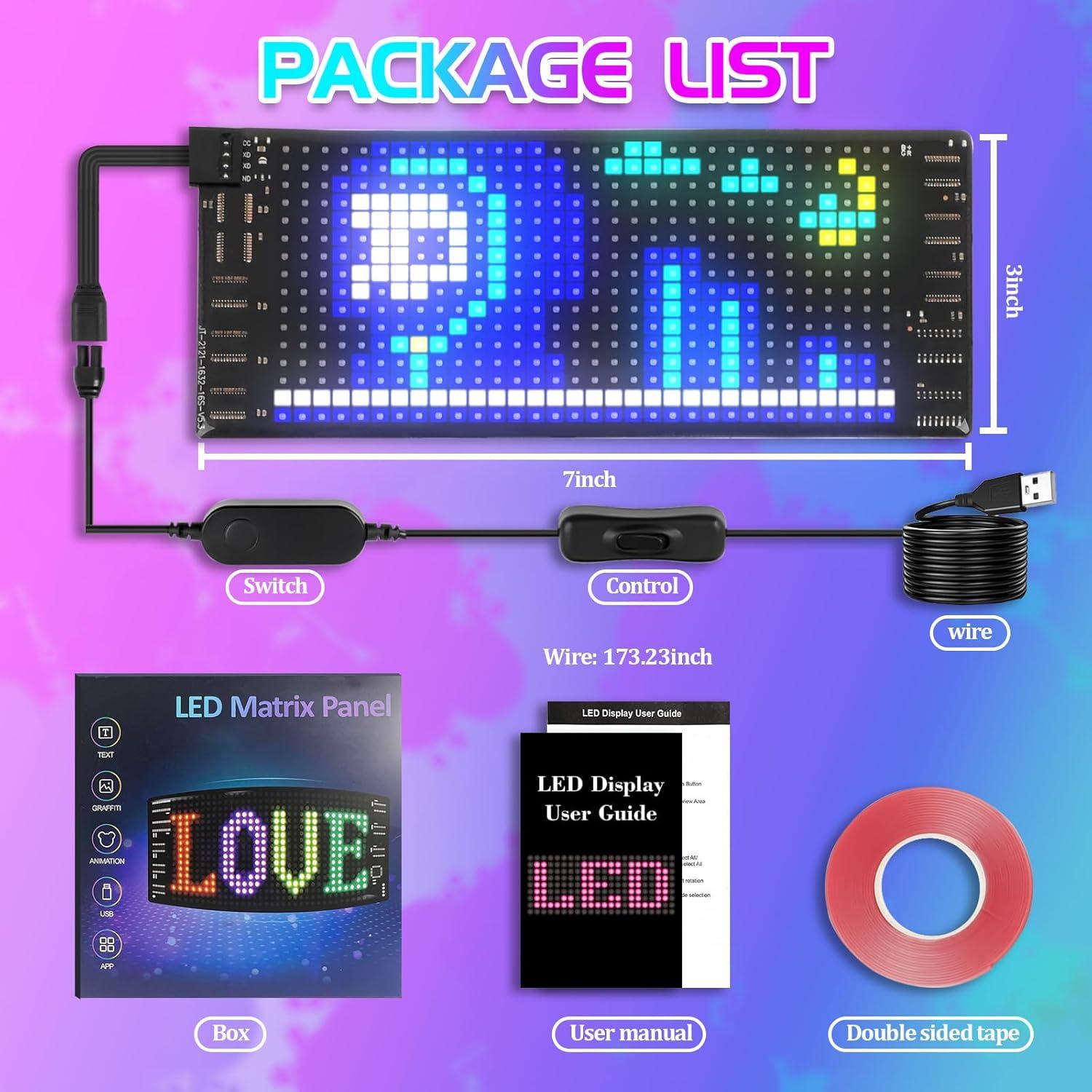 Panel LED Desplazable FAHKNS 17.78x7.62cm Bluetooth IP66