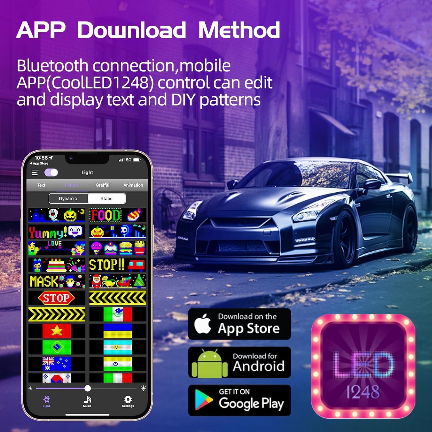 Panel LED Desplazable FAHKNS 17.78x7.62cm Bluetooth IP66