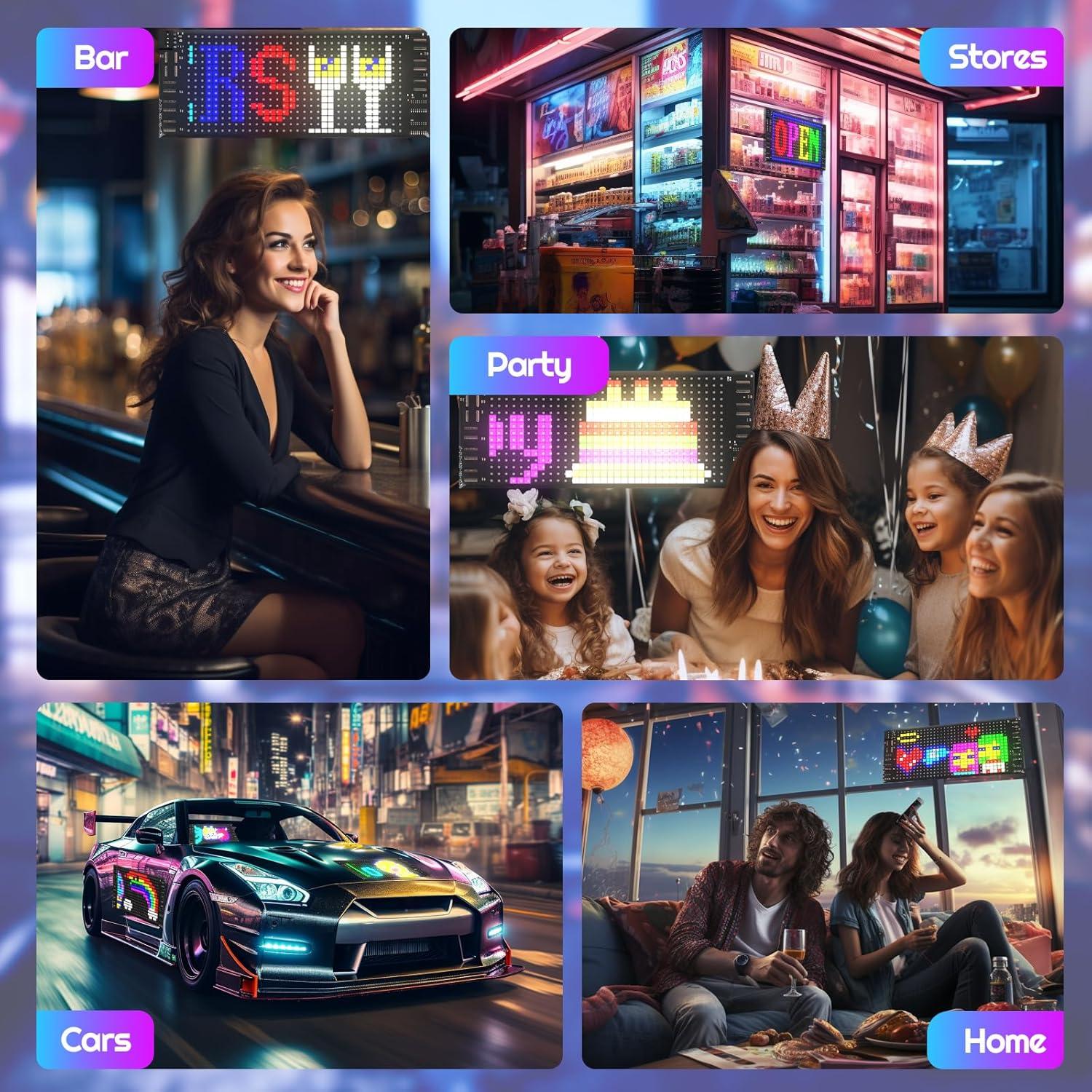 Panel LED Desplazable FAHKNS 17.78x7.62cm Bluetooth IP66