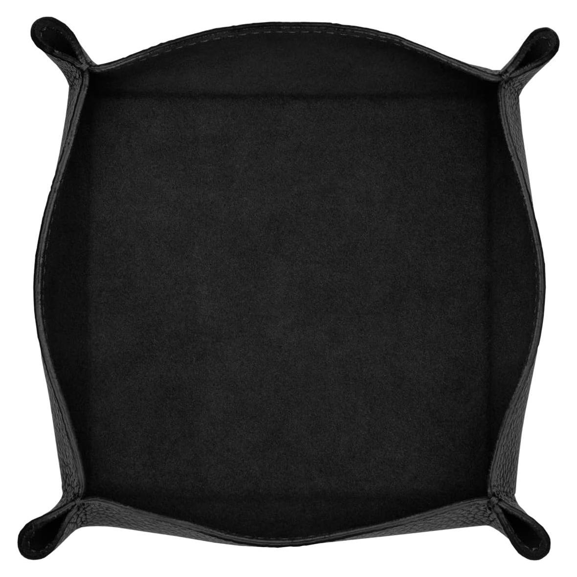 Organizador de bandeja de cuero Maruse negro 17.5x17.5 cm