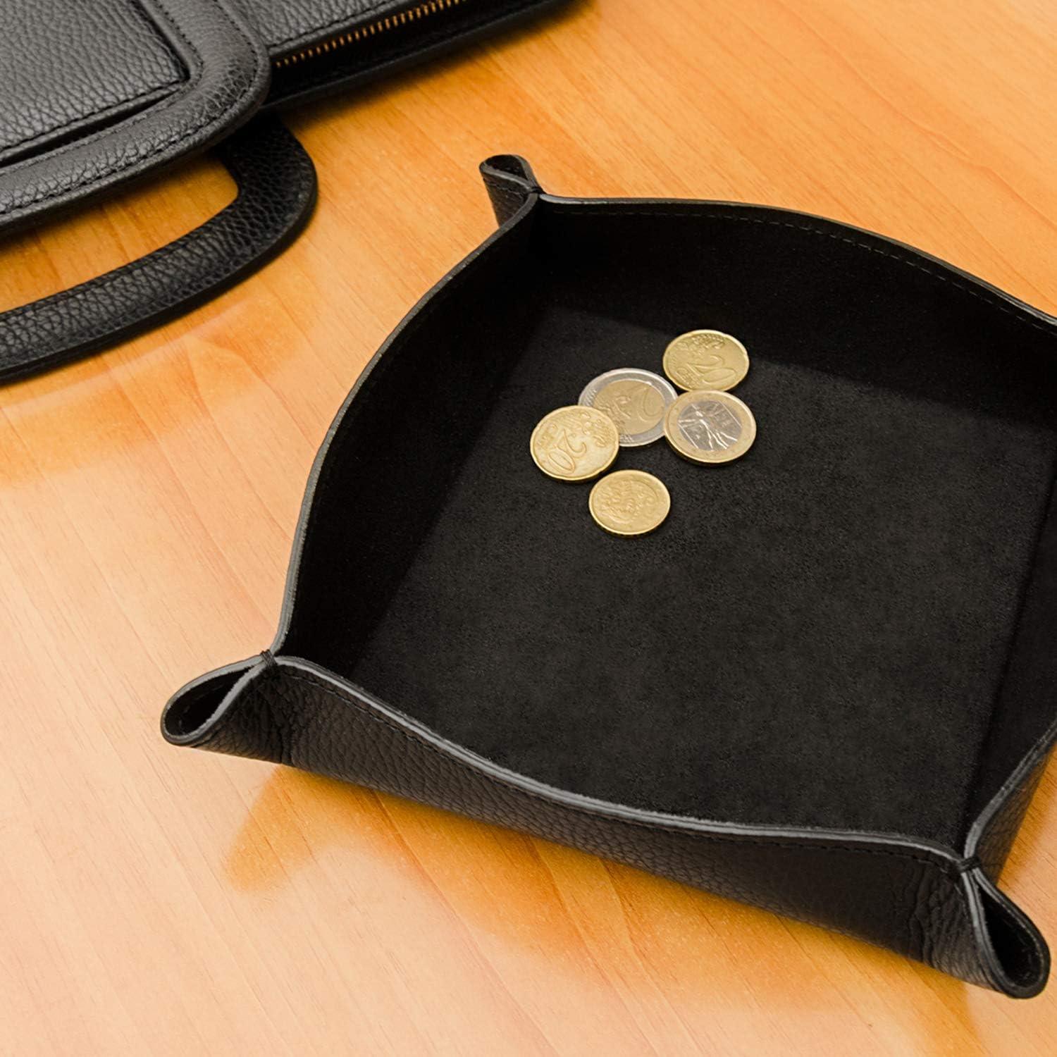 Organizador de bandeja de cuero Maruse negro 17.5x17.5 cm
