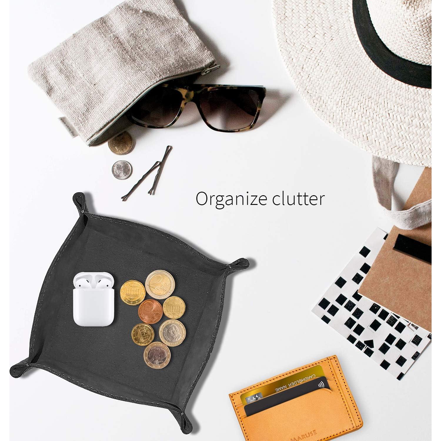 Organizador de bandeja de cuero Maruse negro 17.5x17.5 cm