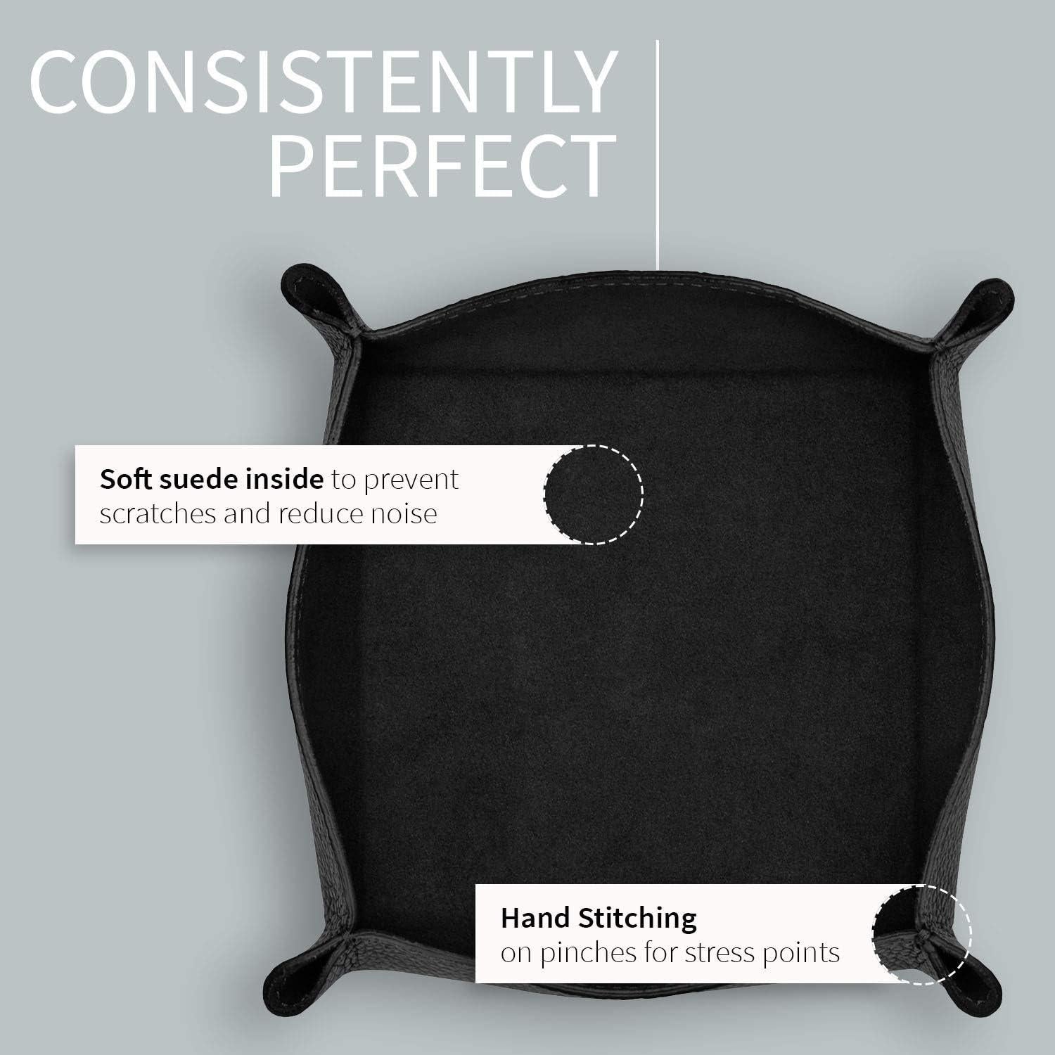 Organizador de bandeja de cuero Maruse negro 17.5x17.5 cm