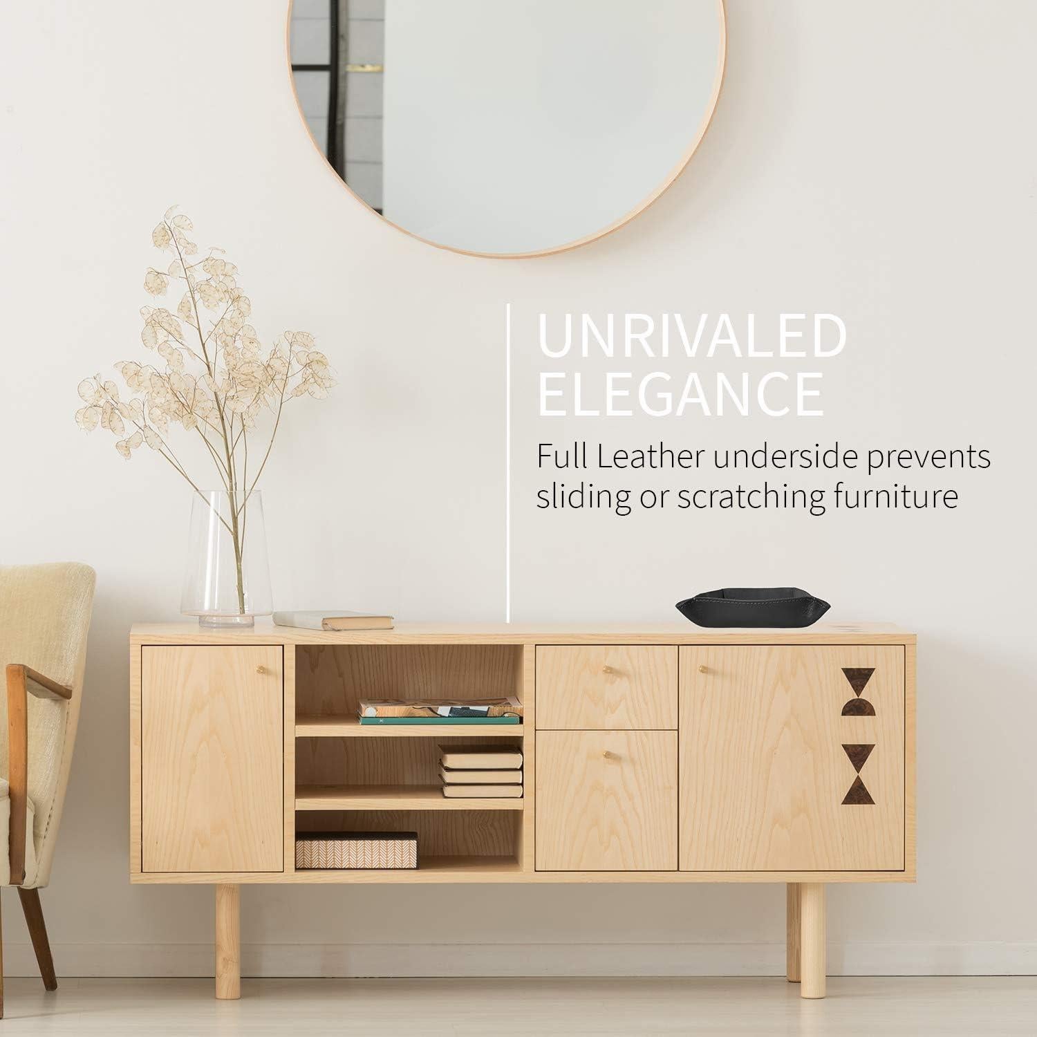 Organizador de bandeja de cuero Maruse negro 17.5x17.5 cm