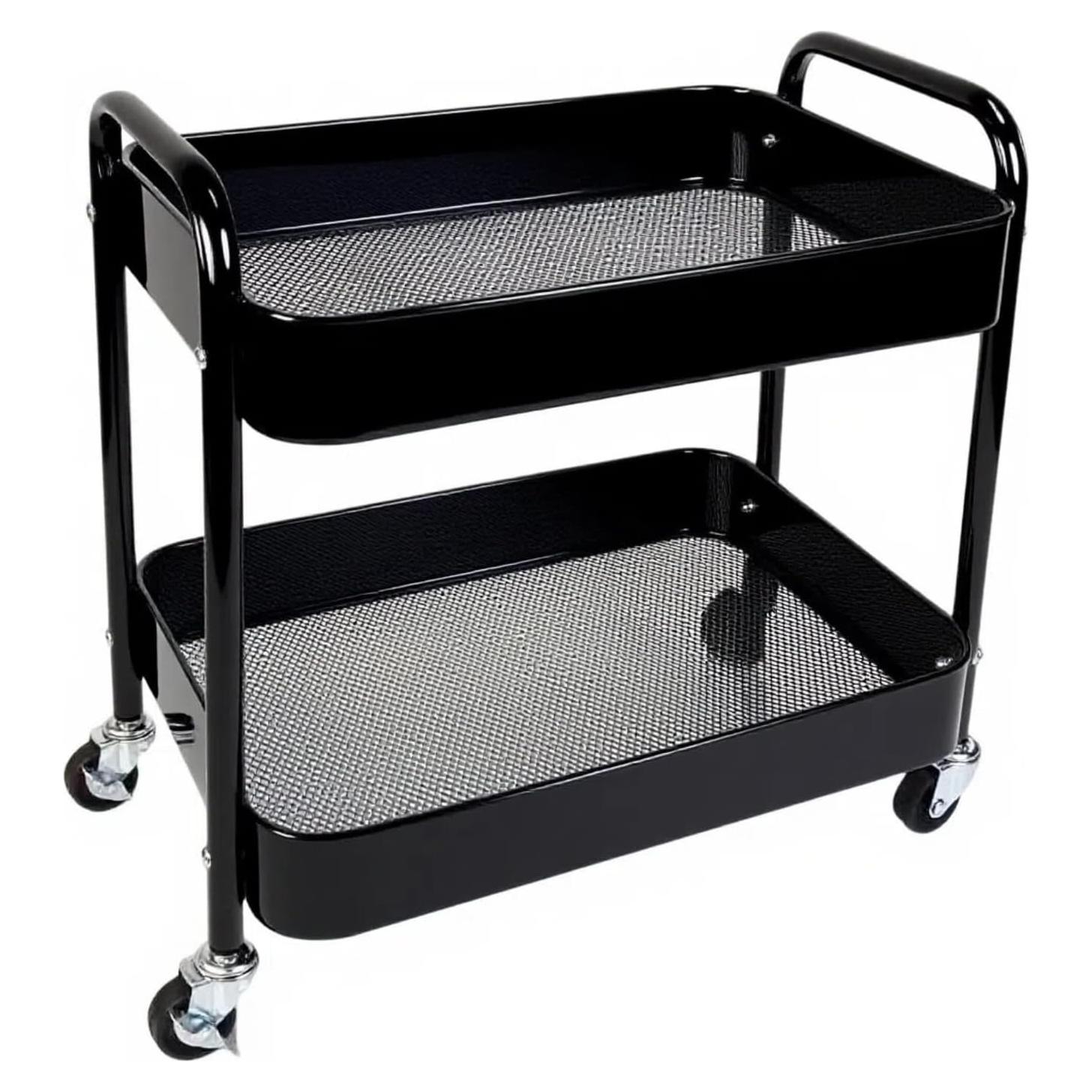 Carro Rodante de 2 Niveles LIWNYRK Negro con Ruedas Bloqueables