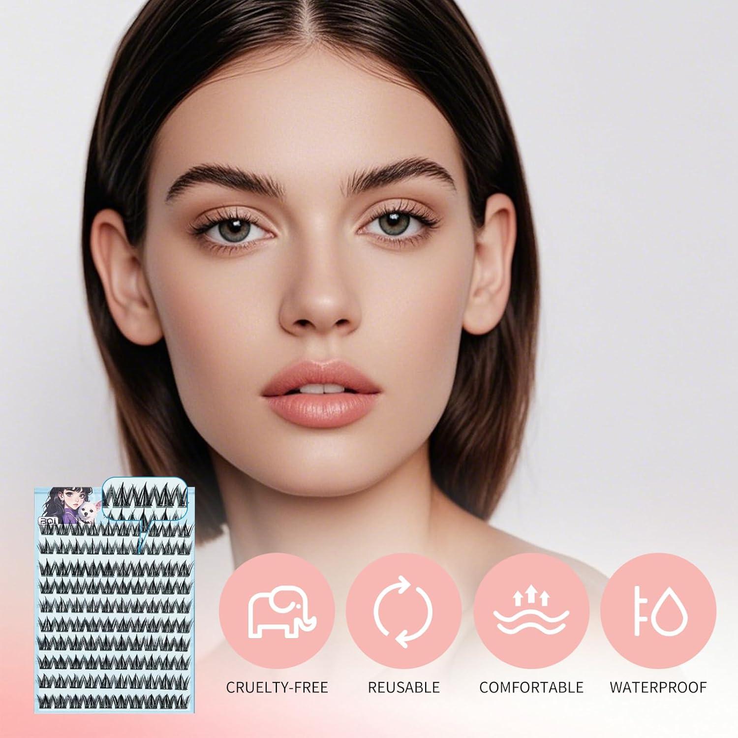 Pestañas Autoadhesivas Fayeerewo 10mm Racimo 100Pcs