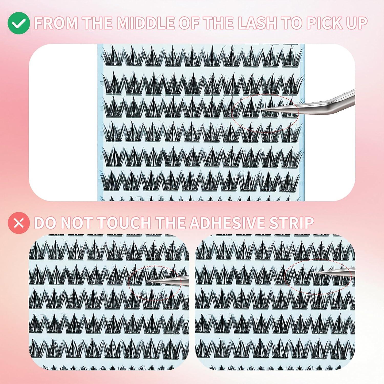 Pestañas Autoadhesivas Fayeerewo 10mm Racimo 100Pcs