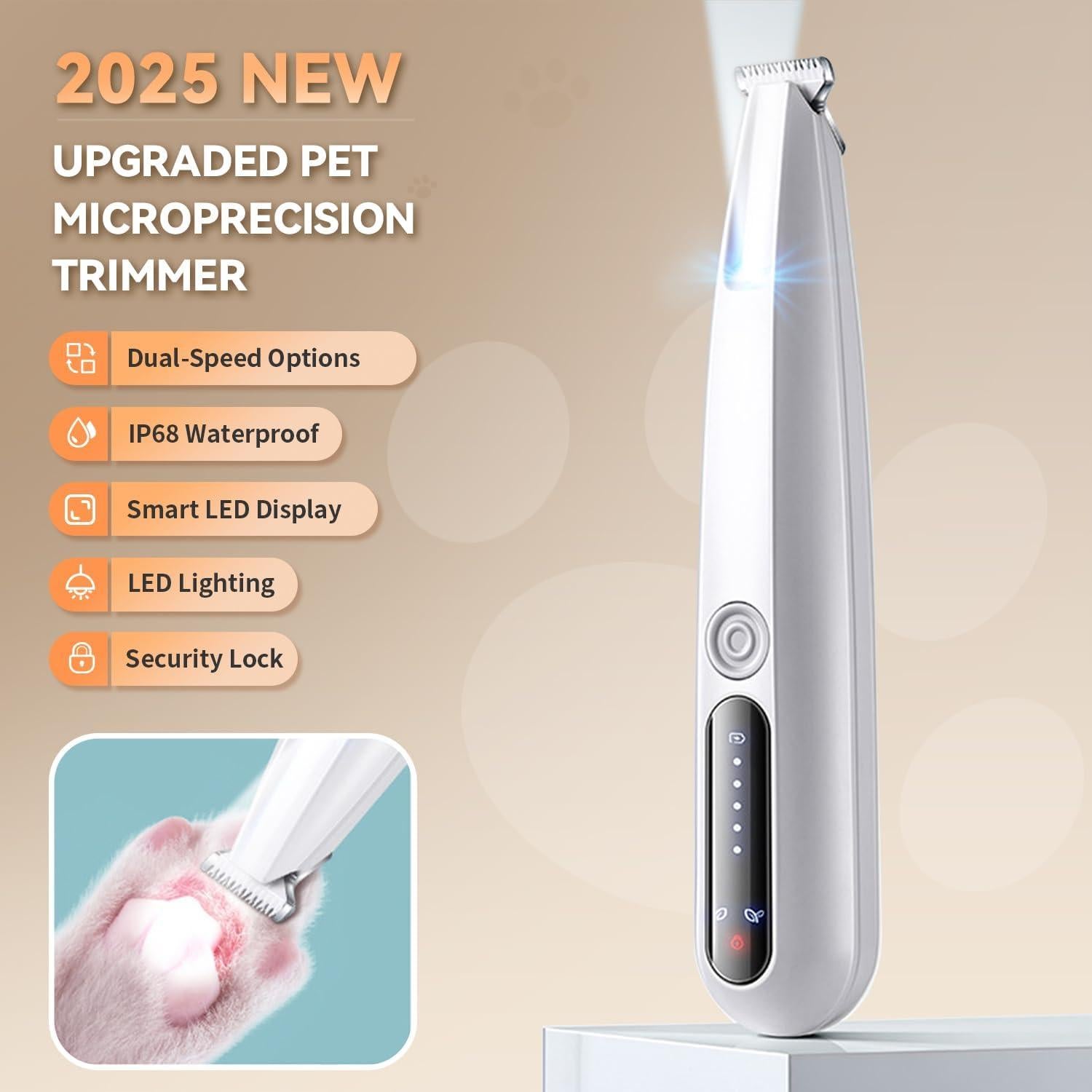 Recortador de Precisión para Mascotas MOONEON USB IP68