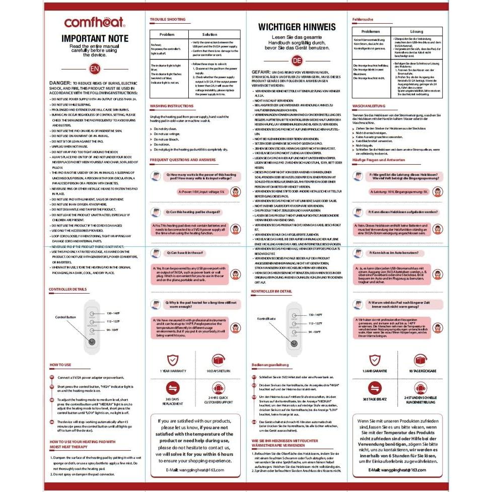 Almohadilla Térmica USB para Cuello Comfheat 10W Ajustable