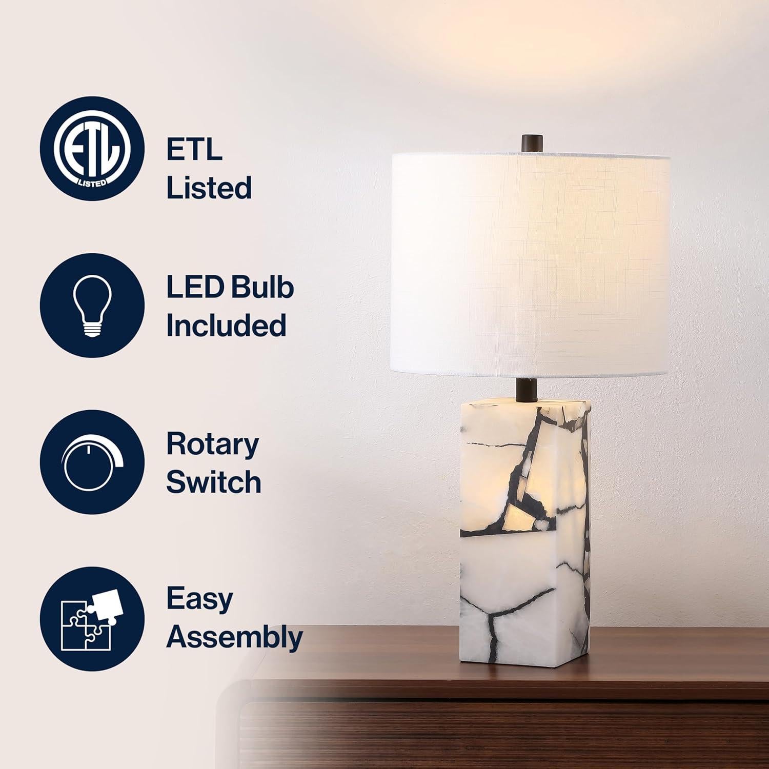 Lámpara de Mesa LED JONATHAN Y JYL8507A 61 cm Alabastro