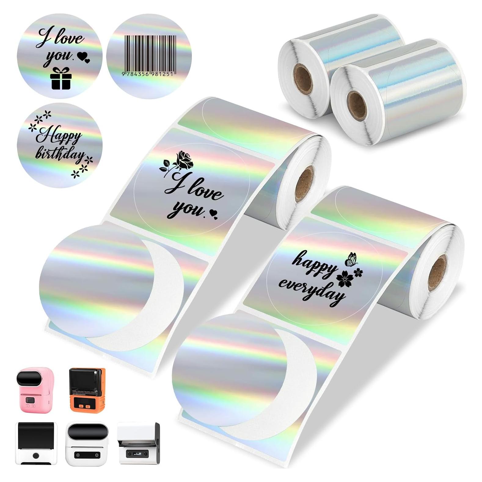 2 Rollos de Papel de Etiquetas Térmicas Redondas QYCHHJ 5,08 cm