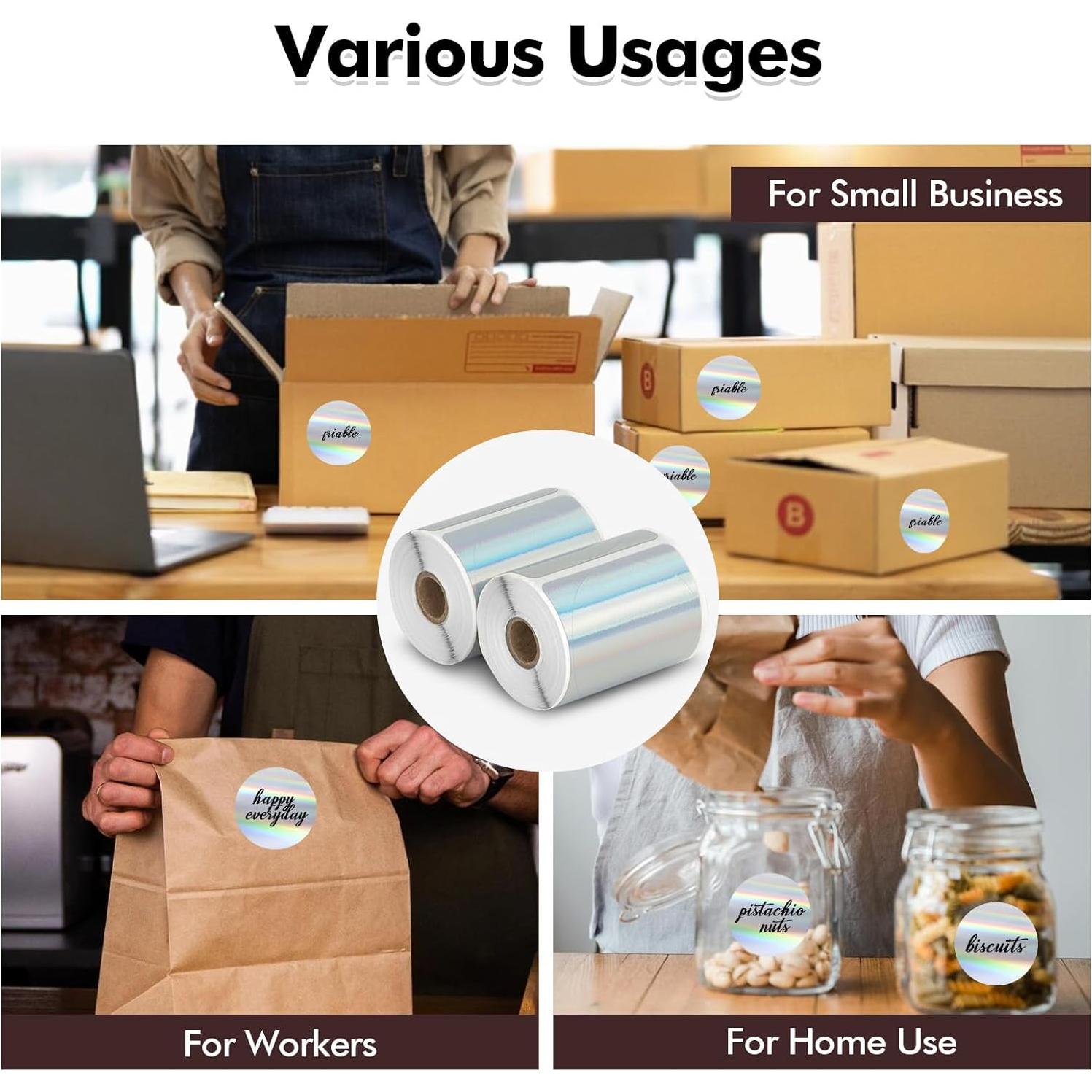 2 Rollos de Papel de Etiquetas Térmicas Redondas QYCHHJ 5,08 cm