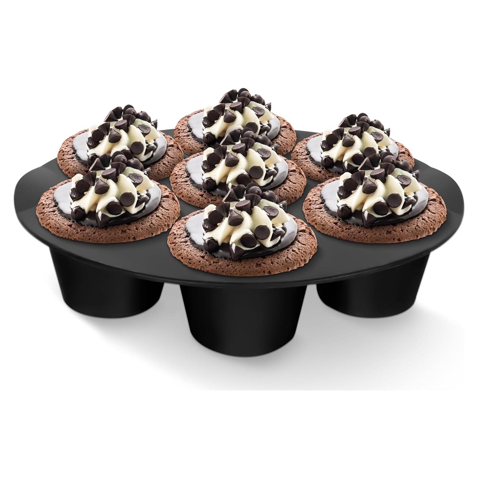 Molde de Muffin de Silicona BURIUS 7 Tazas Antiadherente Negro