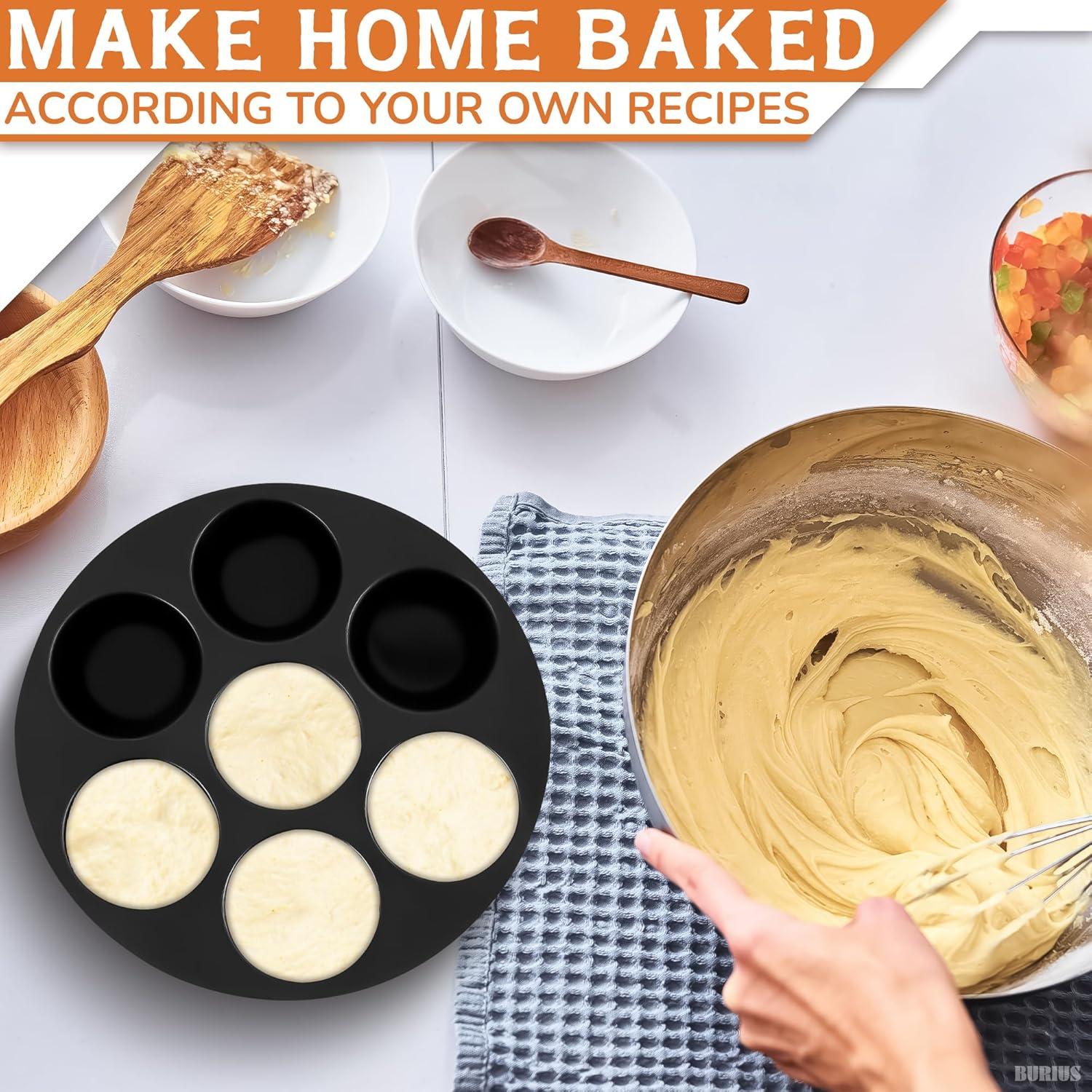 Molde de Muffin de Silicona BURIUS 7 Tazas Antiadherente Negro