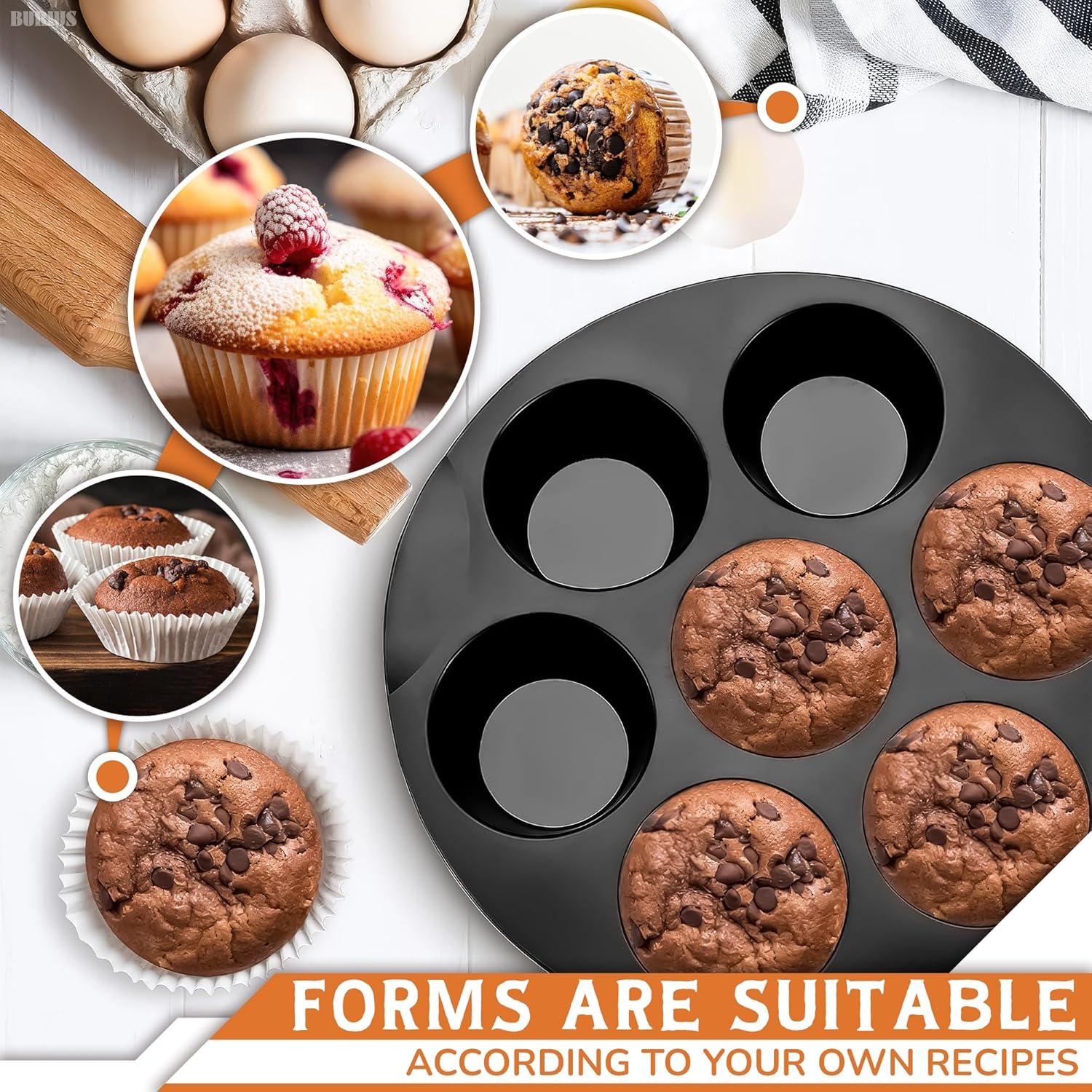 Molde de Muffin de Silicona BURIUS 7 Tazas Antiadherente Negro