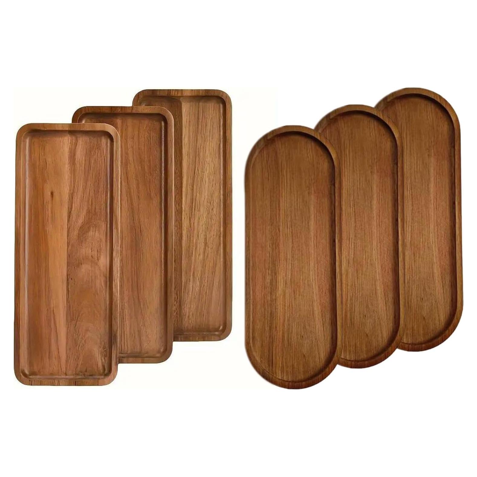 Bandejas de Madera de Acacia Linwnil 6Pack 29.2x10.2 cm