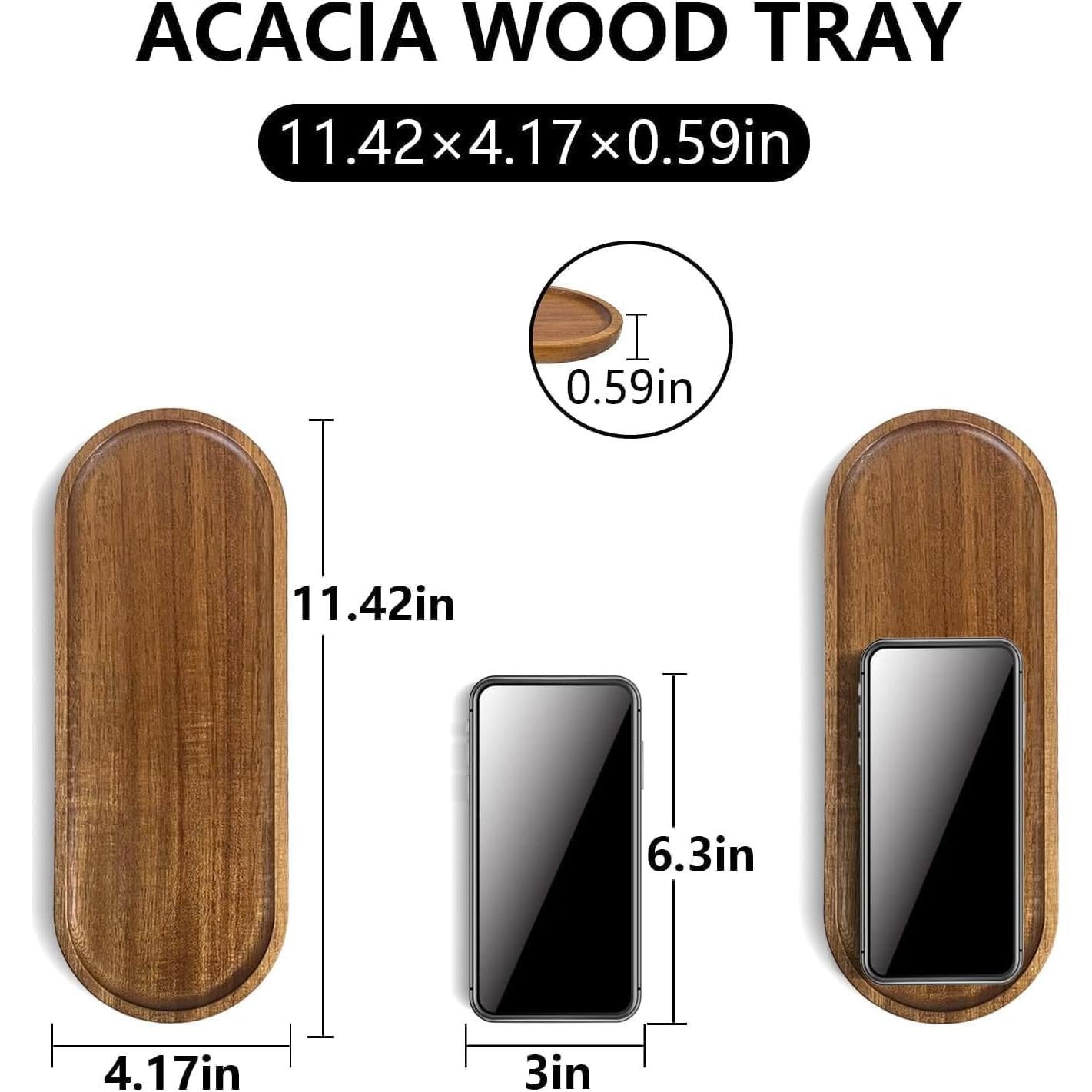 Bandejas de Madera de Acacia Linwnil 6Pack 29.2x10.2 cm
