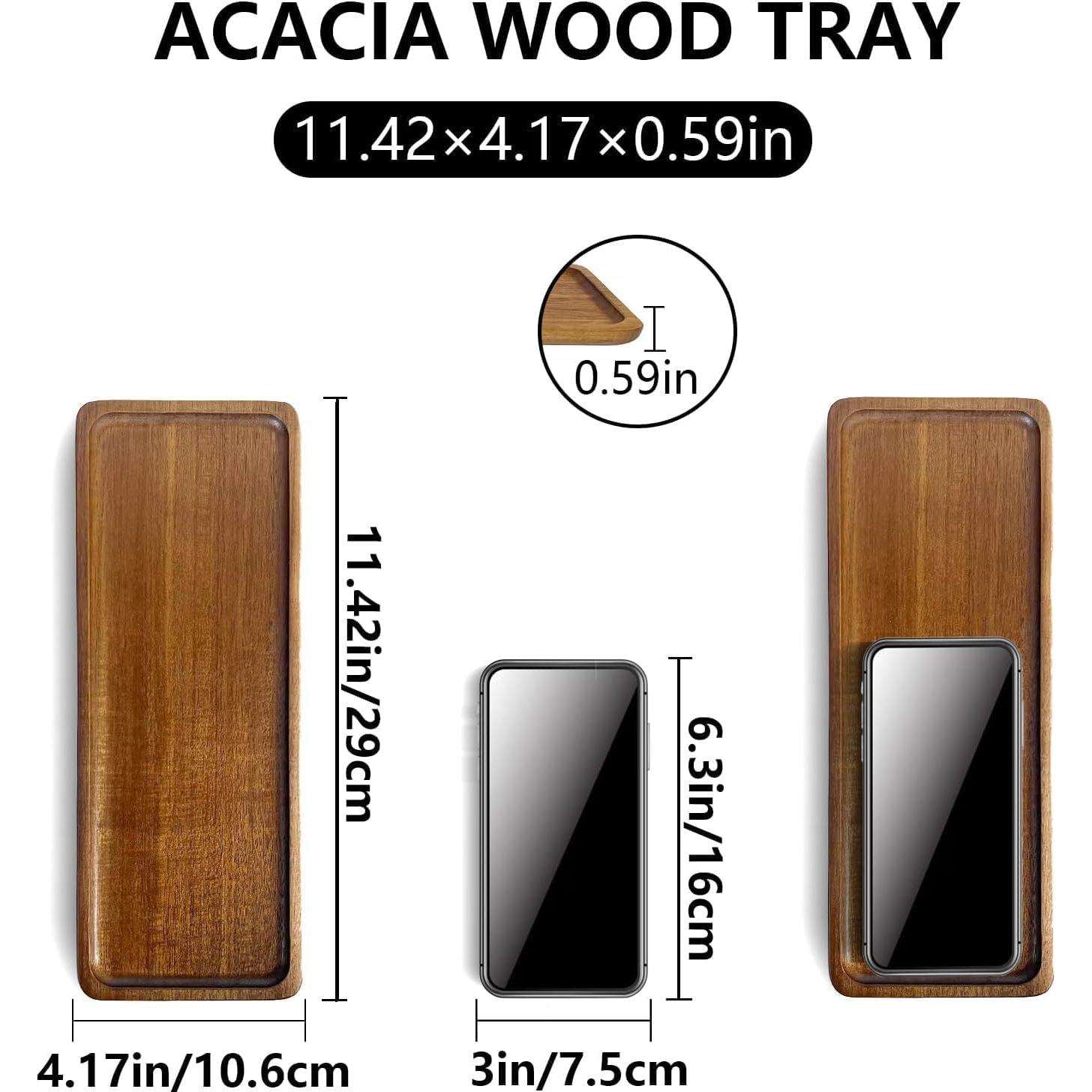 Bandejas de Madera de Acacia Linwnil 6Pack 29.2x10.2 cm