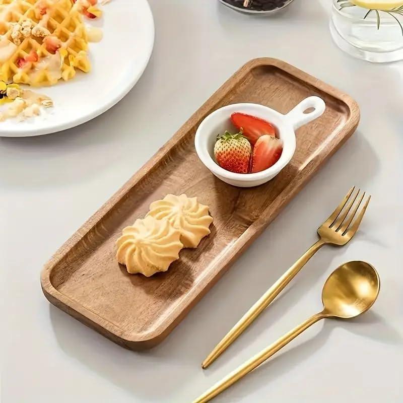 Bandejas de Madera de Acacia Linwnil 6Pack 29.2x10.2 cm