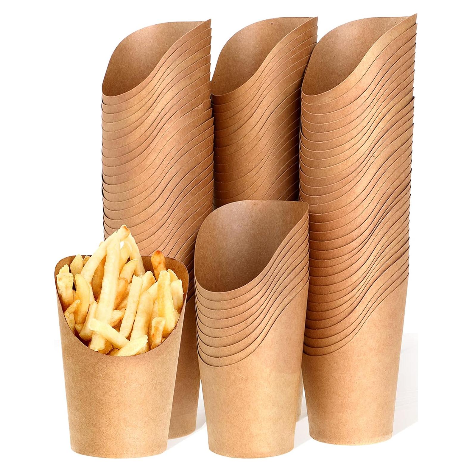 100 Soportes Desechables para Papas Fritas Honeydak 14 oz