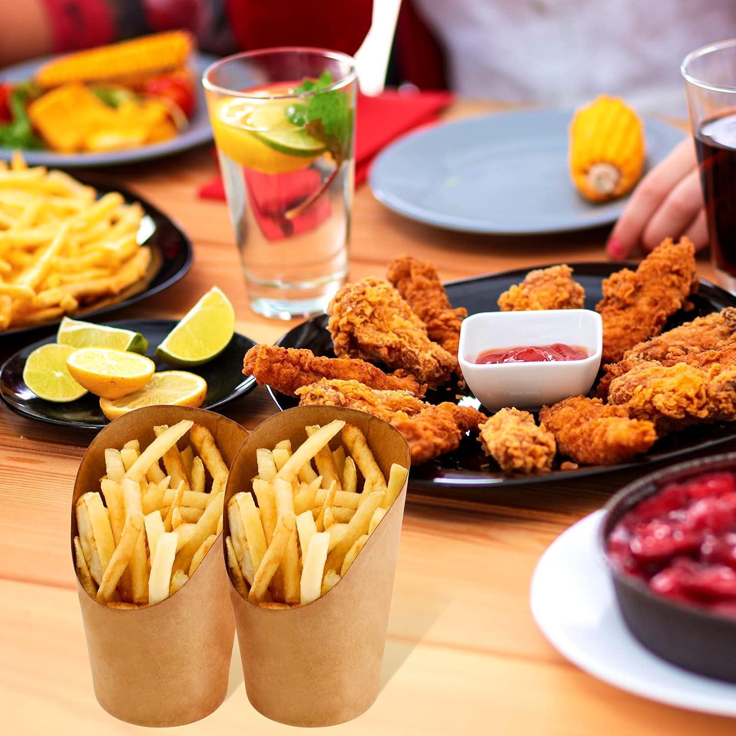 100 Soportes Desechables para Papas Fritas Honeydak 14 oz