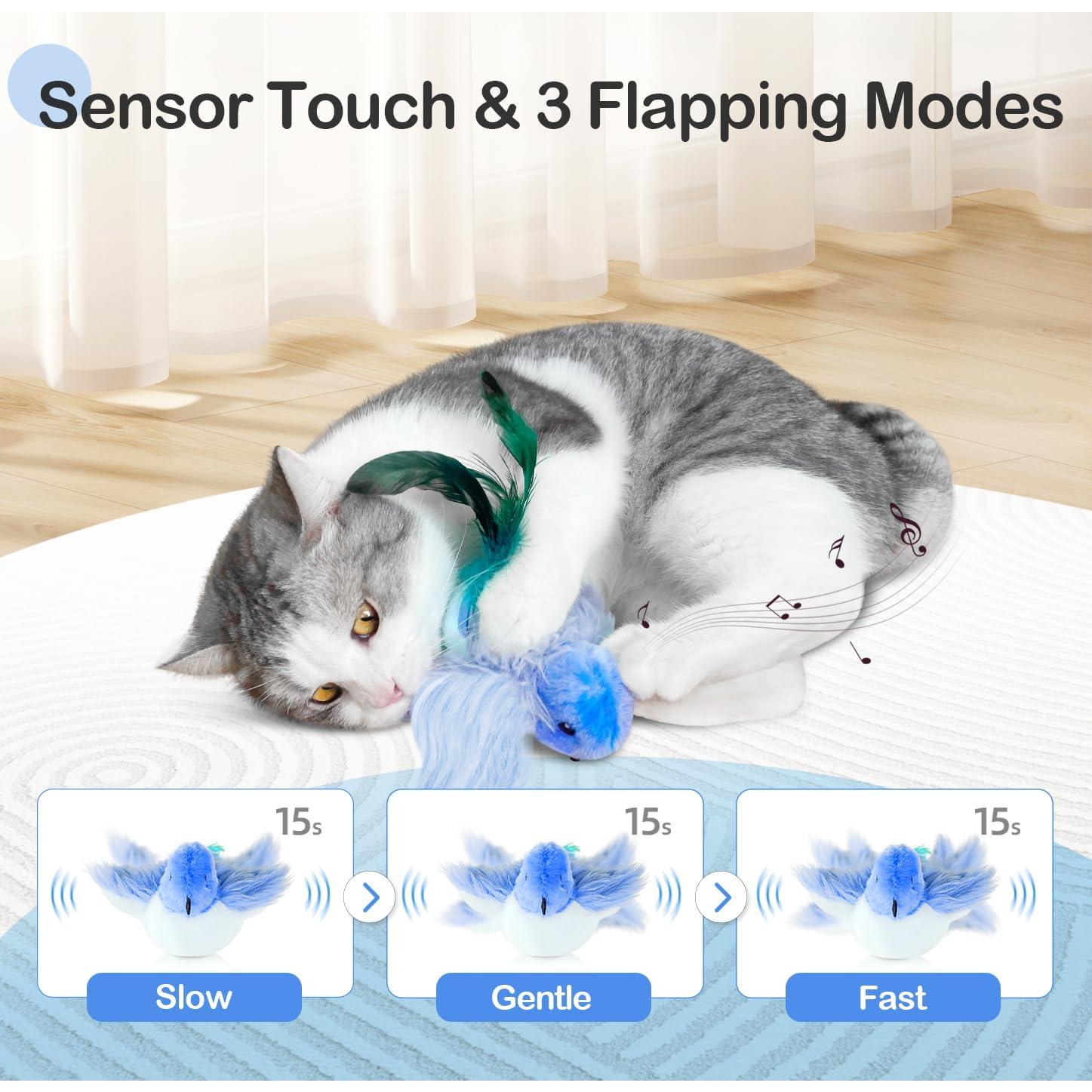 Juguete Interactivo para Gatos Migipaws Pájaro Aleteante Azul