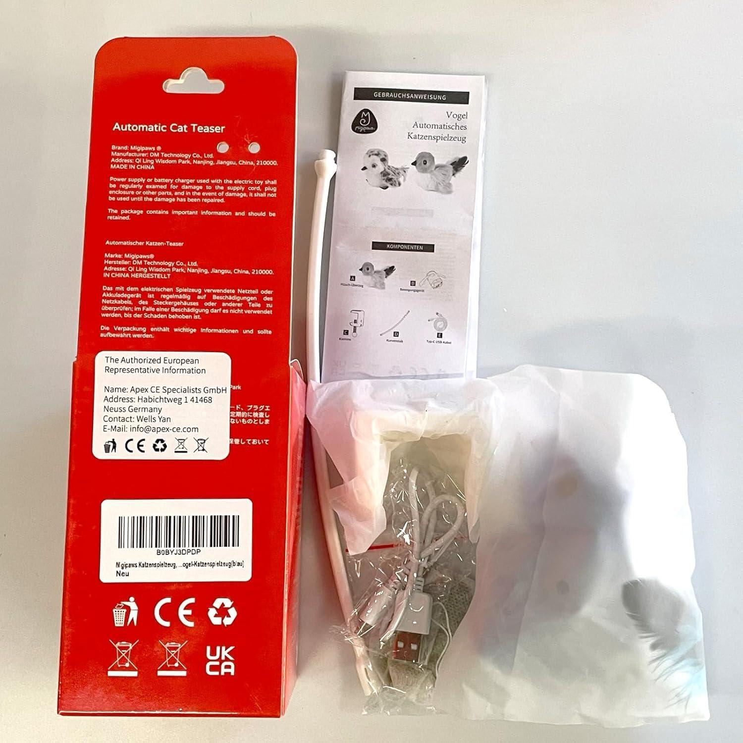 Juguete Interactivo para Gatos Migipaws Pájaro Aleteante Azul