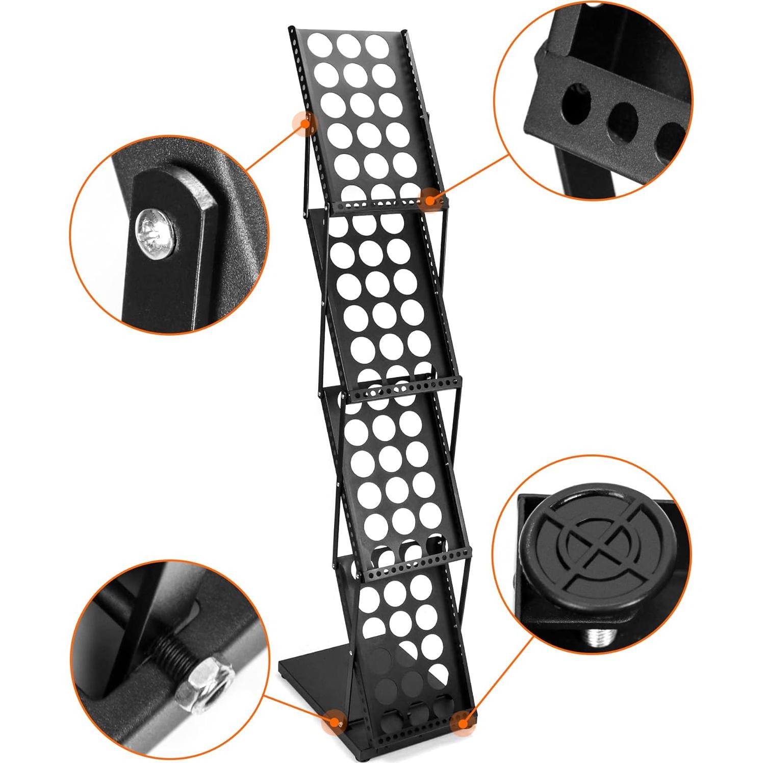 Soporte de Folletos Plegable QWORK 4 Bolsillos Negro