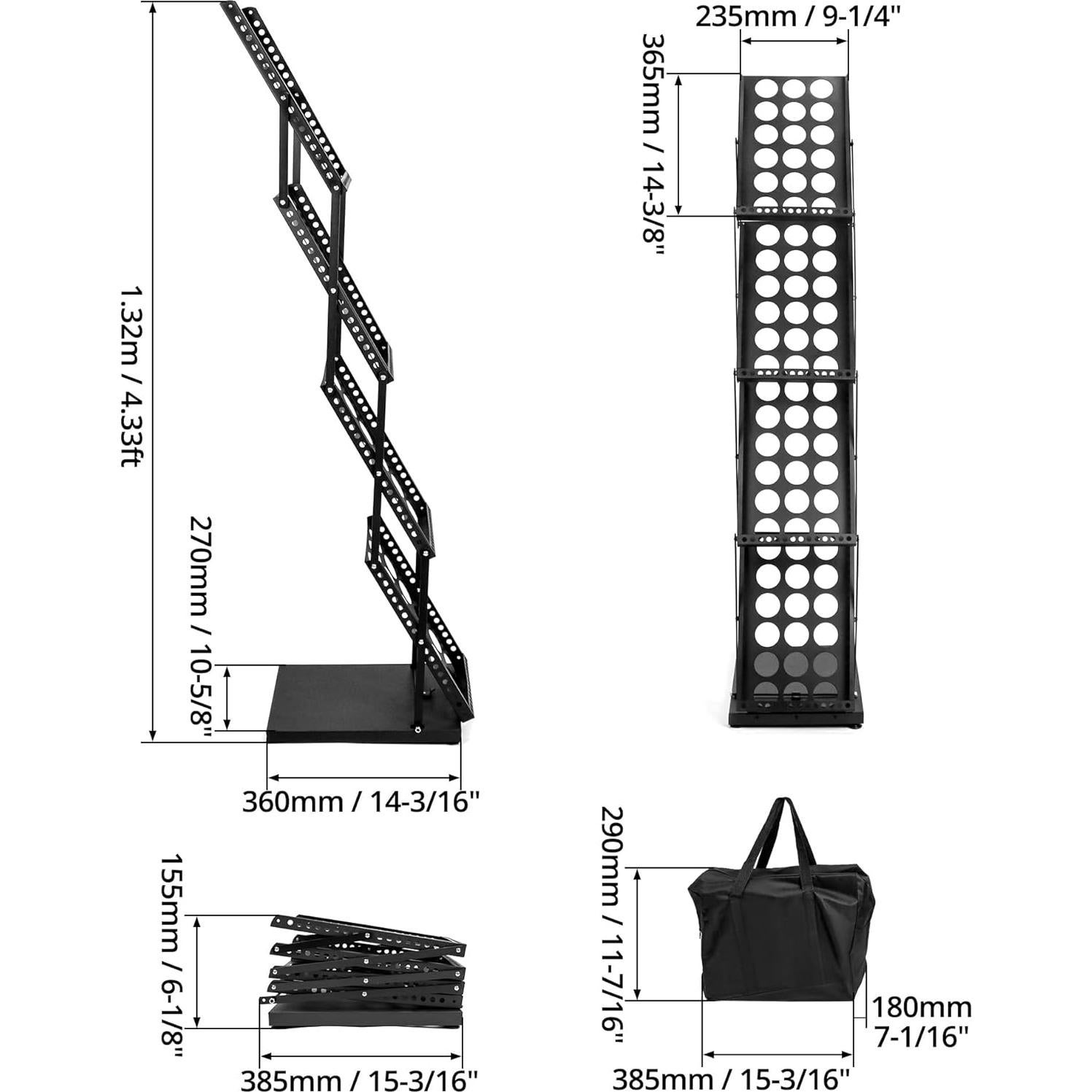 Soporte de Folletos Plegable QWORK 4 Bolsillos Negro
