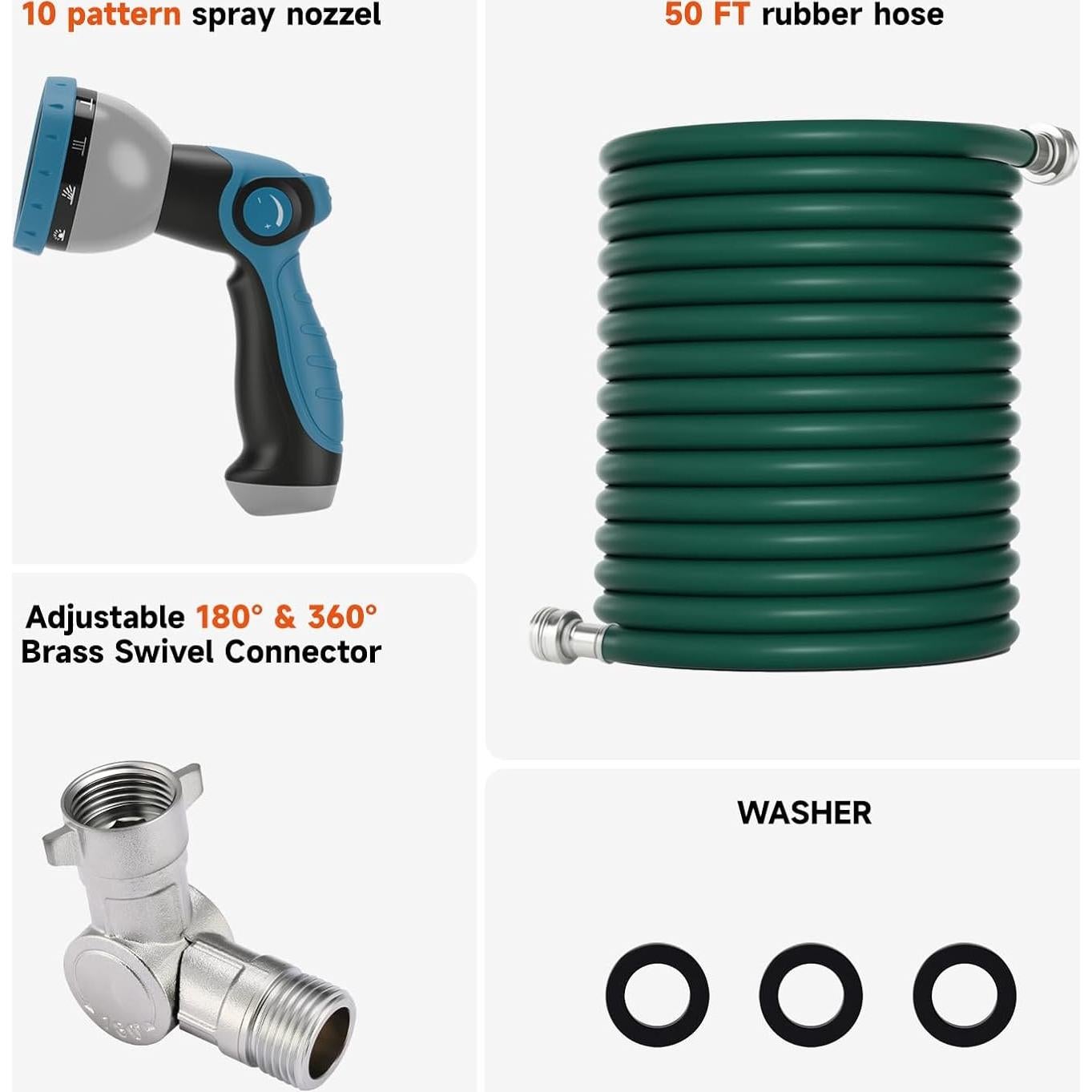 Manguera de Jardín Roastove 15.24 m con Conector Giratorio y Boquilla