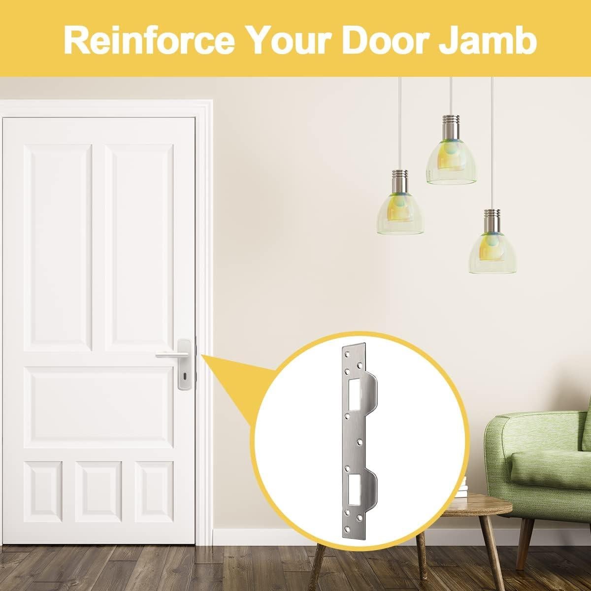 Placa de refuerzo para cerradura HELEMAN 35.7x9.5cm Plateada