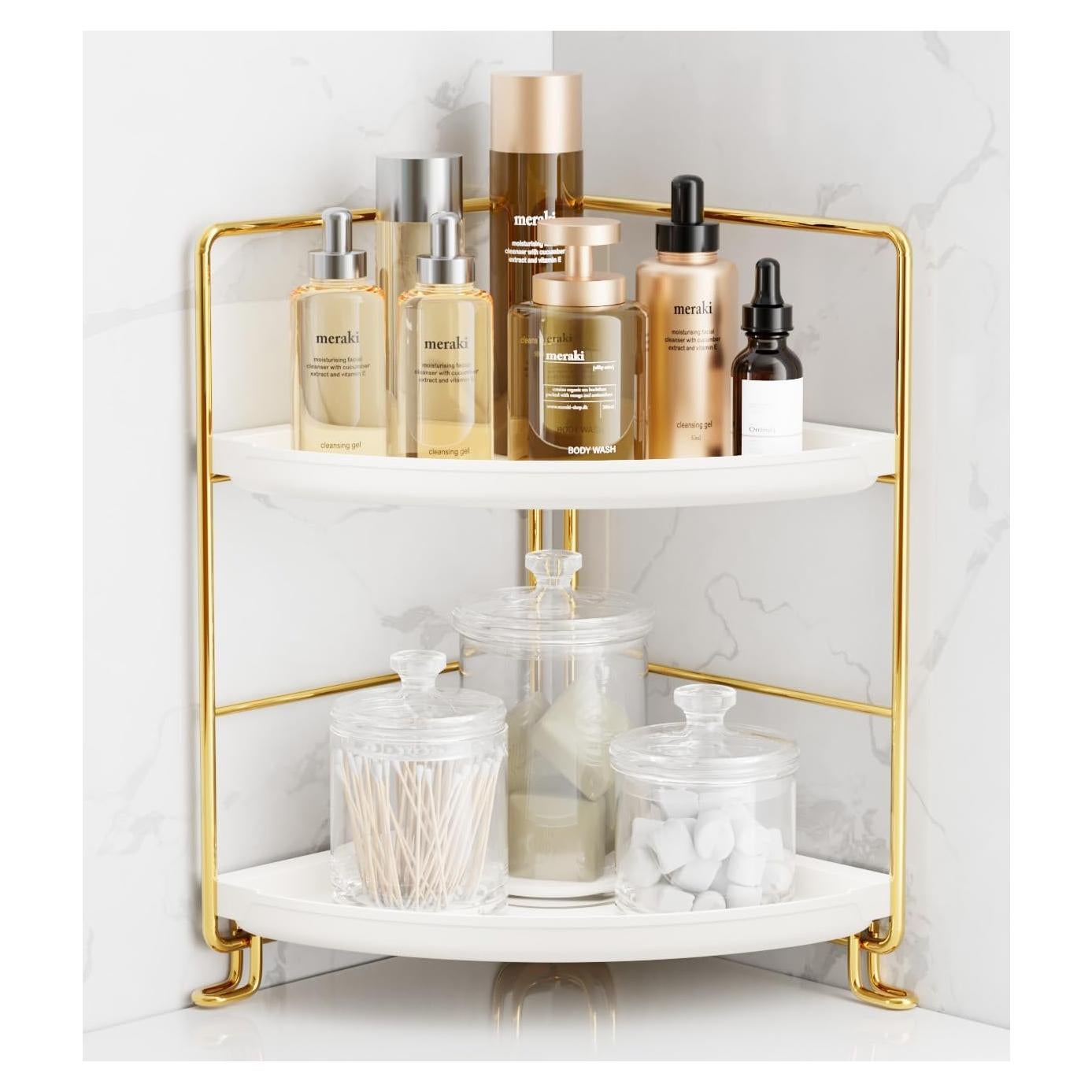 Organizador de Esquina para Baño FSyueyun 2 Niveles Dorado