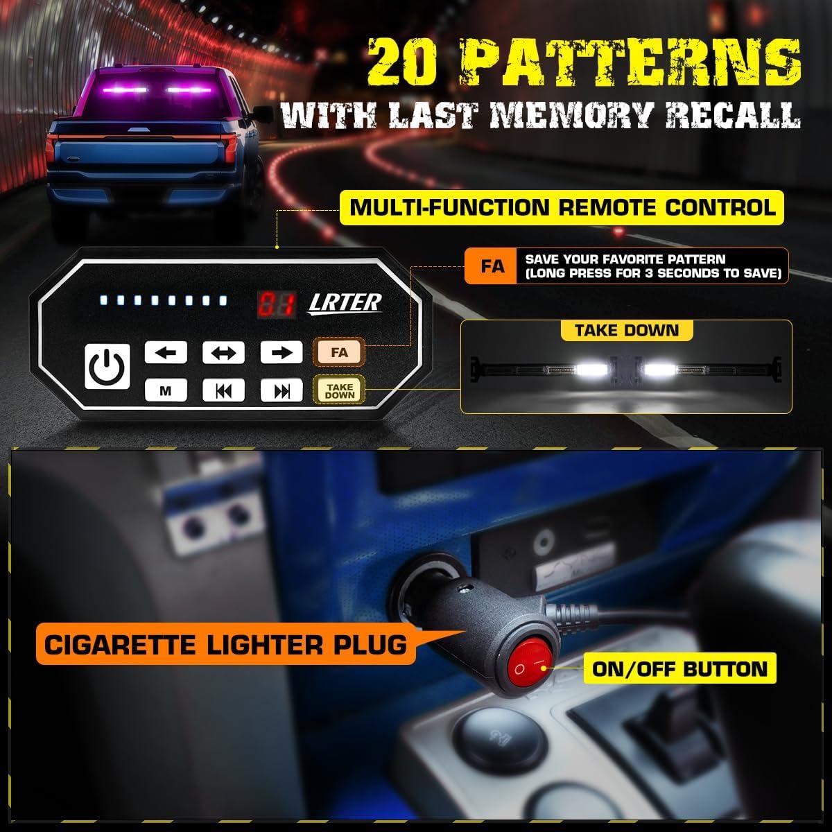 Barra de luces estroboscópicas LRTER 44.96 cm 20 patrones LED