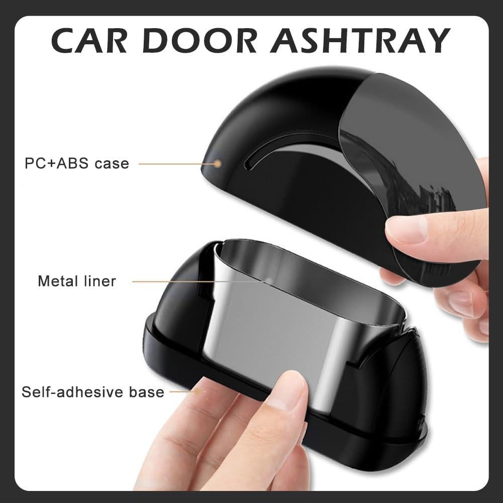 Cenicero de coche portátil Homfanseec con tapa - Negro