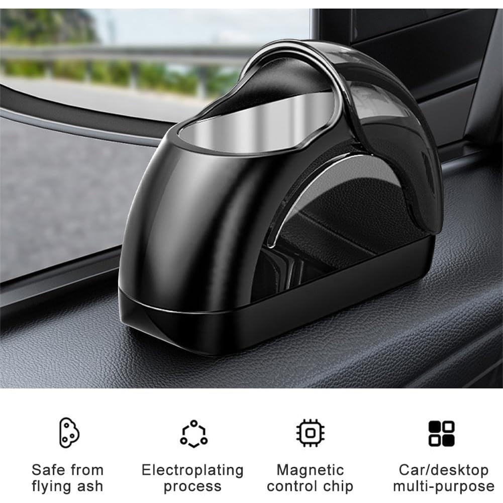 Cenicero de coche portátil Homfanseec con tapa - Negro
