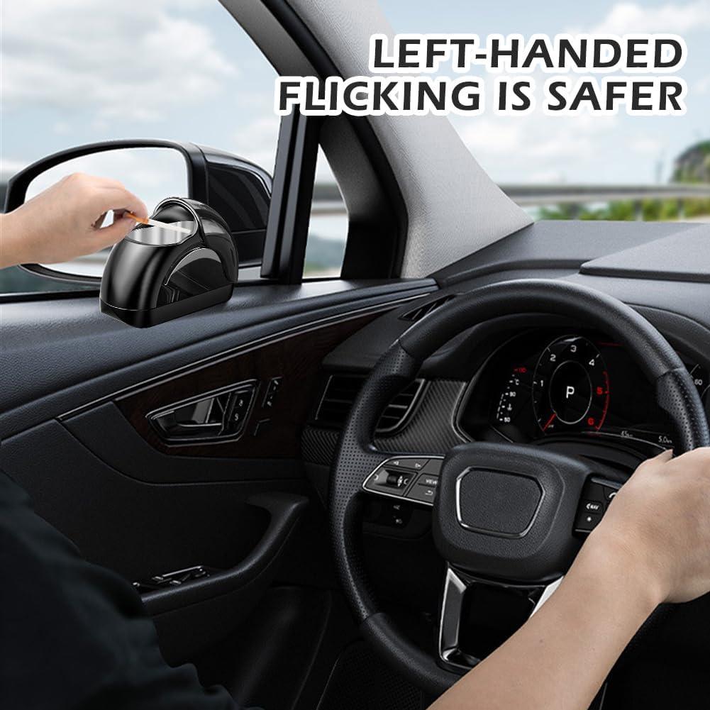 Cenicero de coche portátil Homfanseec con tapa - Negro