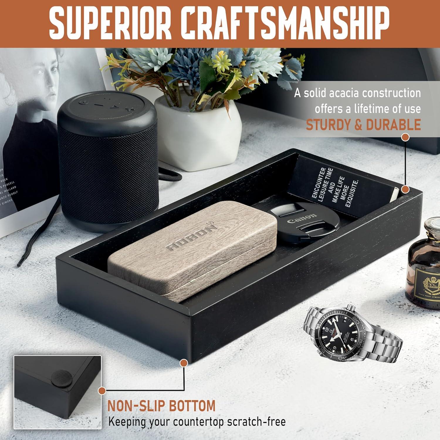 Bandeja de Valet Demigo Acacia 30.99x15.24 cm Negra