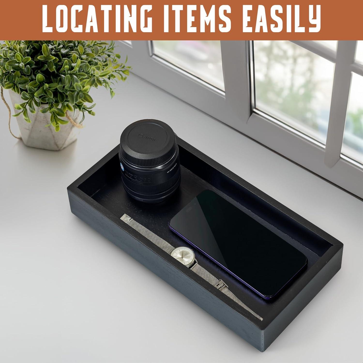 Bandeja de Valet Demigo Acacia 30.99x15.24 cm Negra