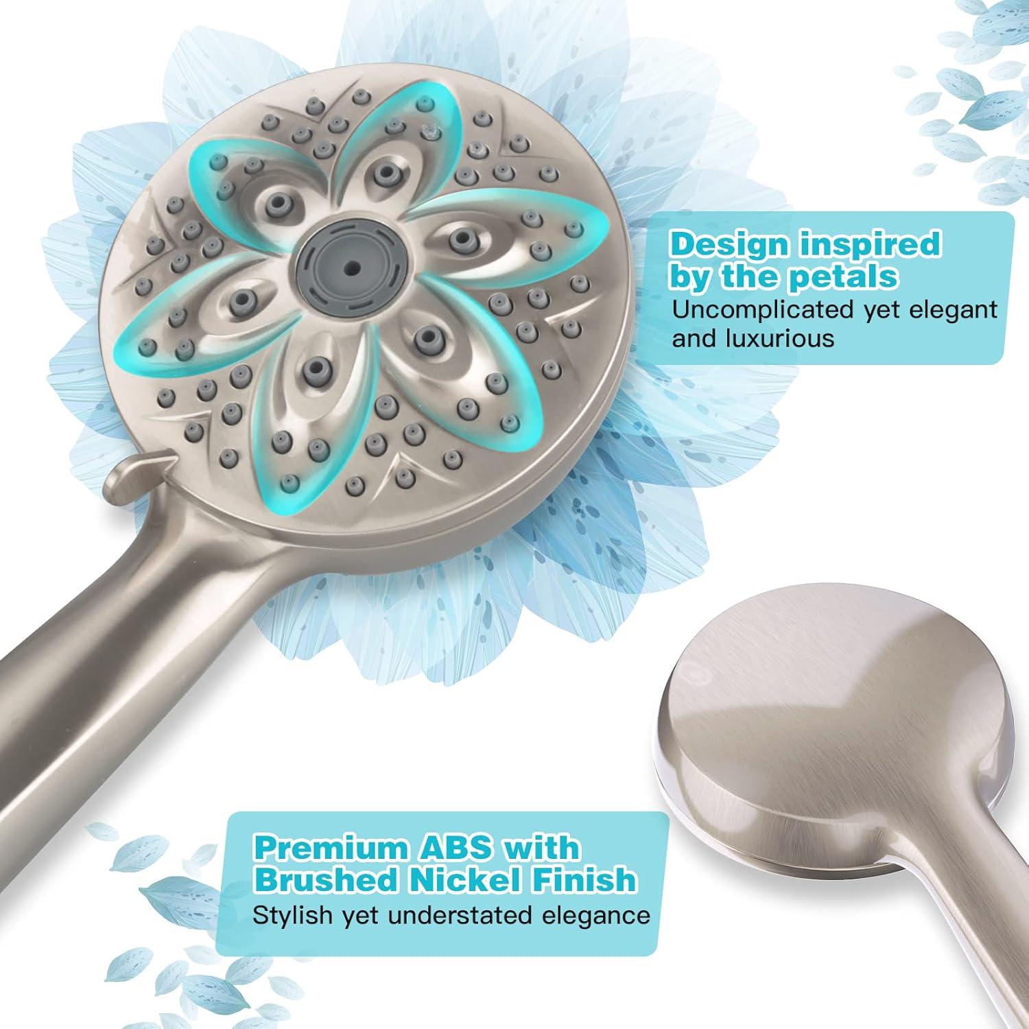 Cabezal de Ducha JDO Alta Presión 6 Modos Níquel Cepillado