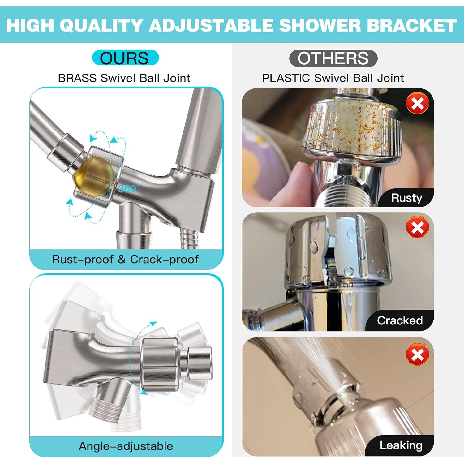 Cabezal de Ducha JDO Alta Presión 6 Modos Níquel Cepillado