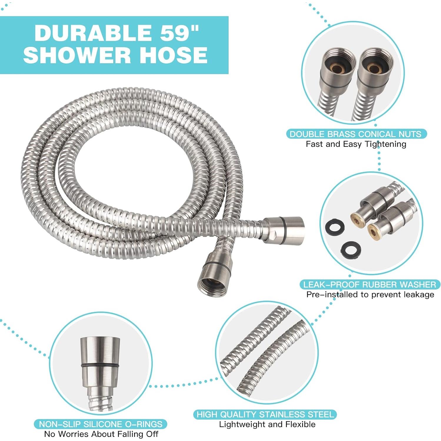 Cabezal de Ducha JDO Alta Presión 6 Modos Níquel Cepillado