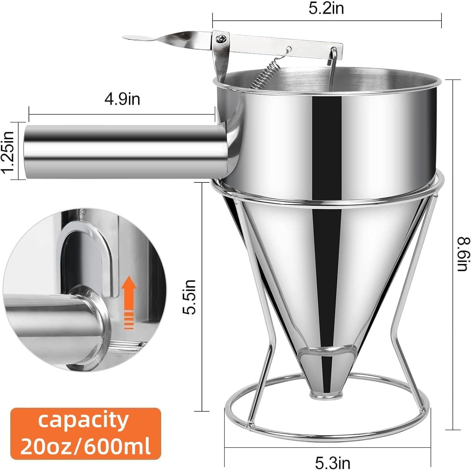 Dispensador de Masa de Acero Inoxidable YWHWXB 600ml con Soporte