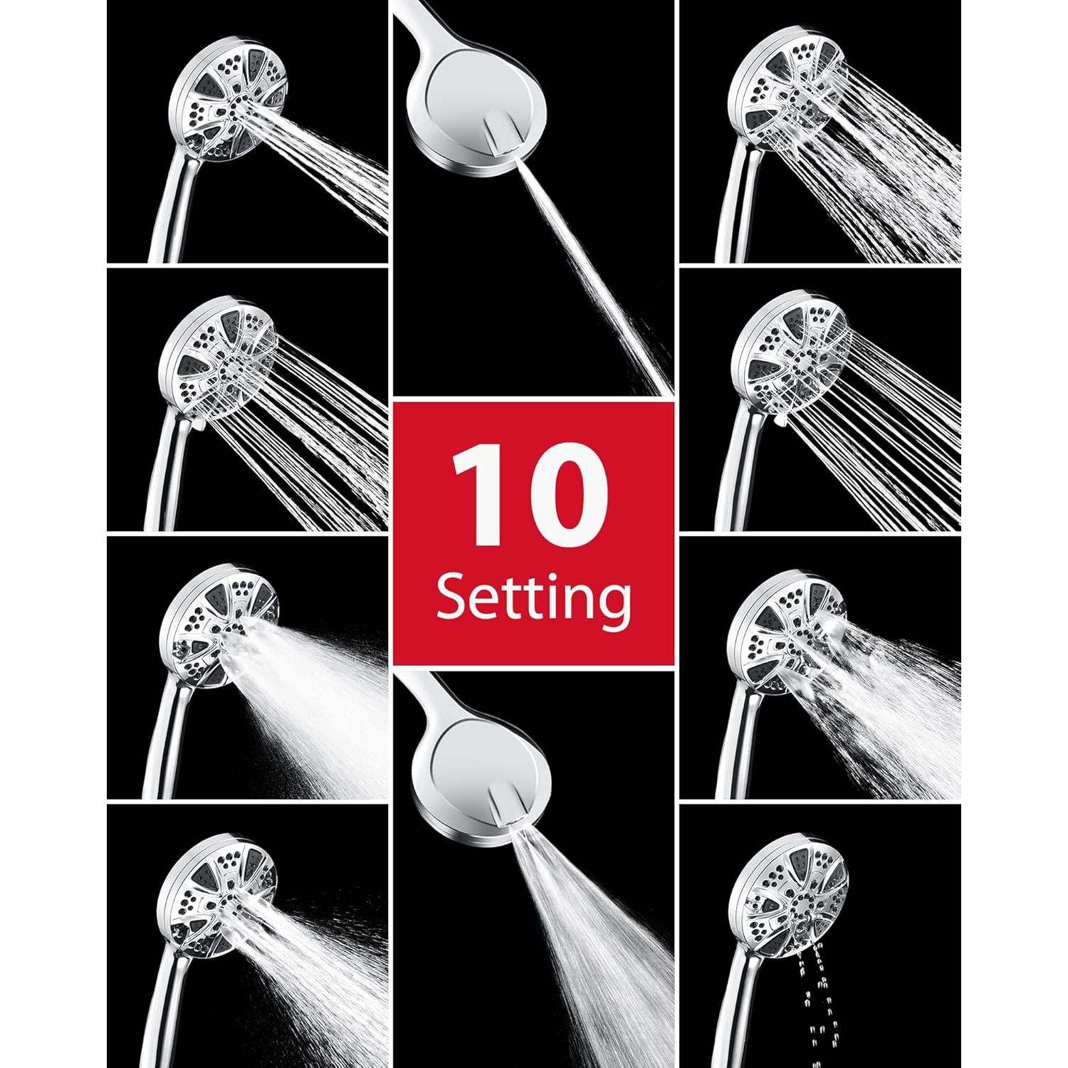 Cabezal de Ducha Doble 2-en-1 GRICH 10" Alta Presión Cromo