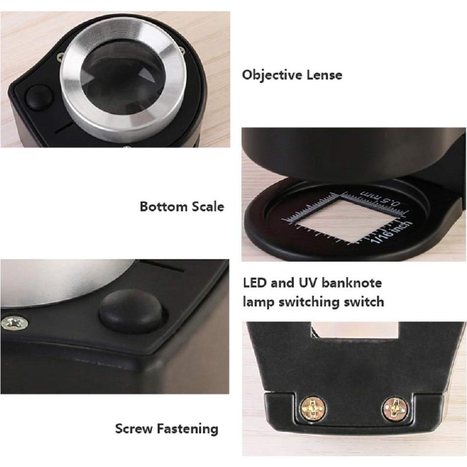 Lupa de Mano Recargable Bysameyee 30X con Luz LED