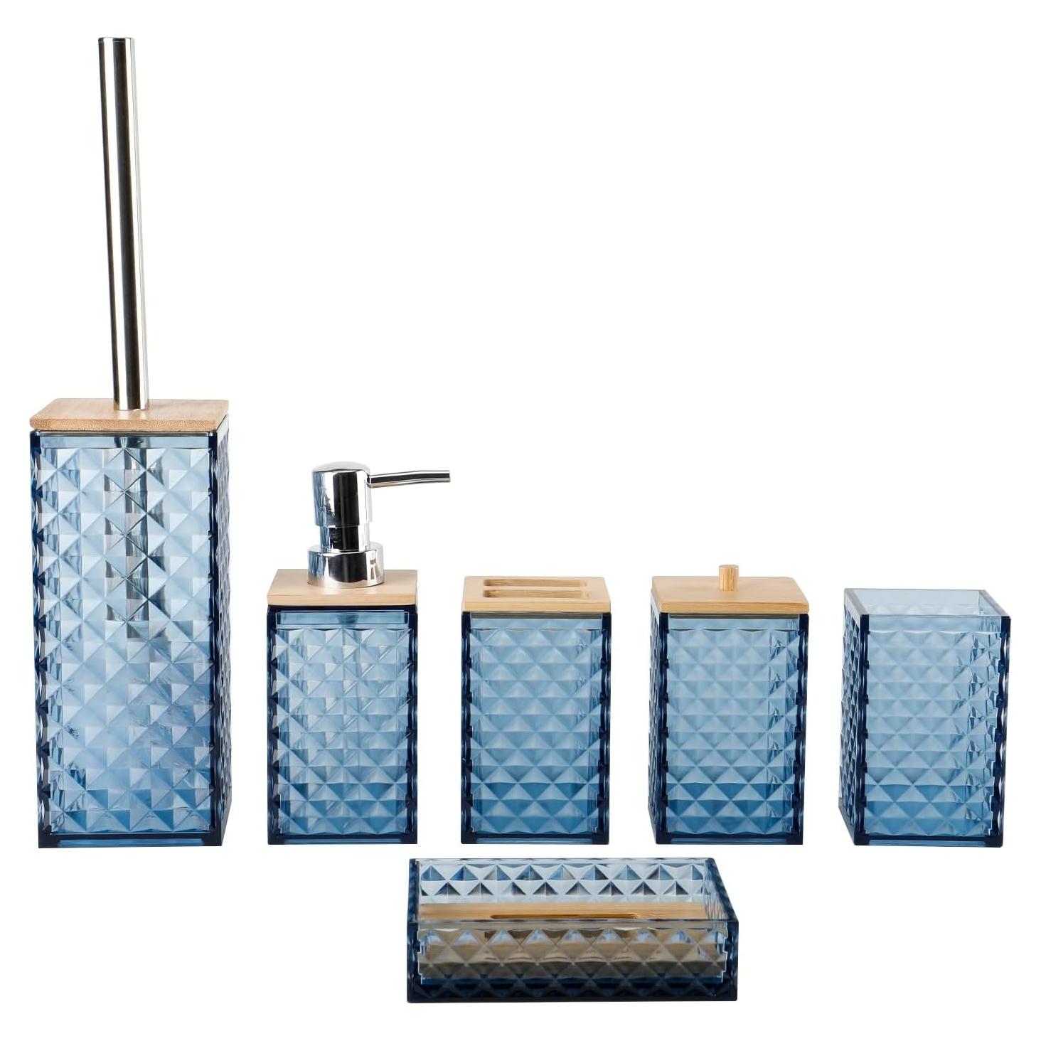 Juego de Accesorios de Baño Azul TUANYO 6 Piezas Acrílico